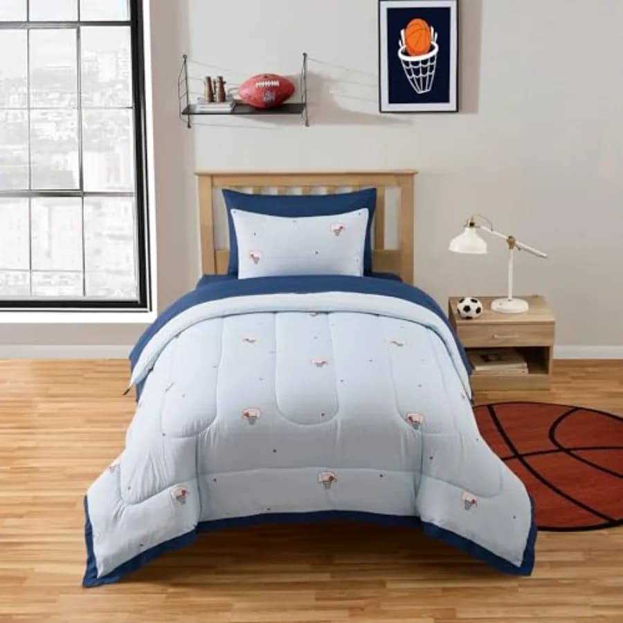 Set Copripiumino Completo con Lenzuola, Federe e Cuscini, Morbido ed Elegante, Biancheria da Letto Sportiva per Tutte le Stagioni, Set per Ragazzi