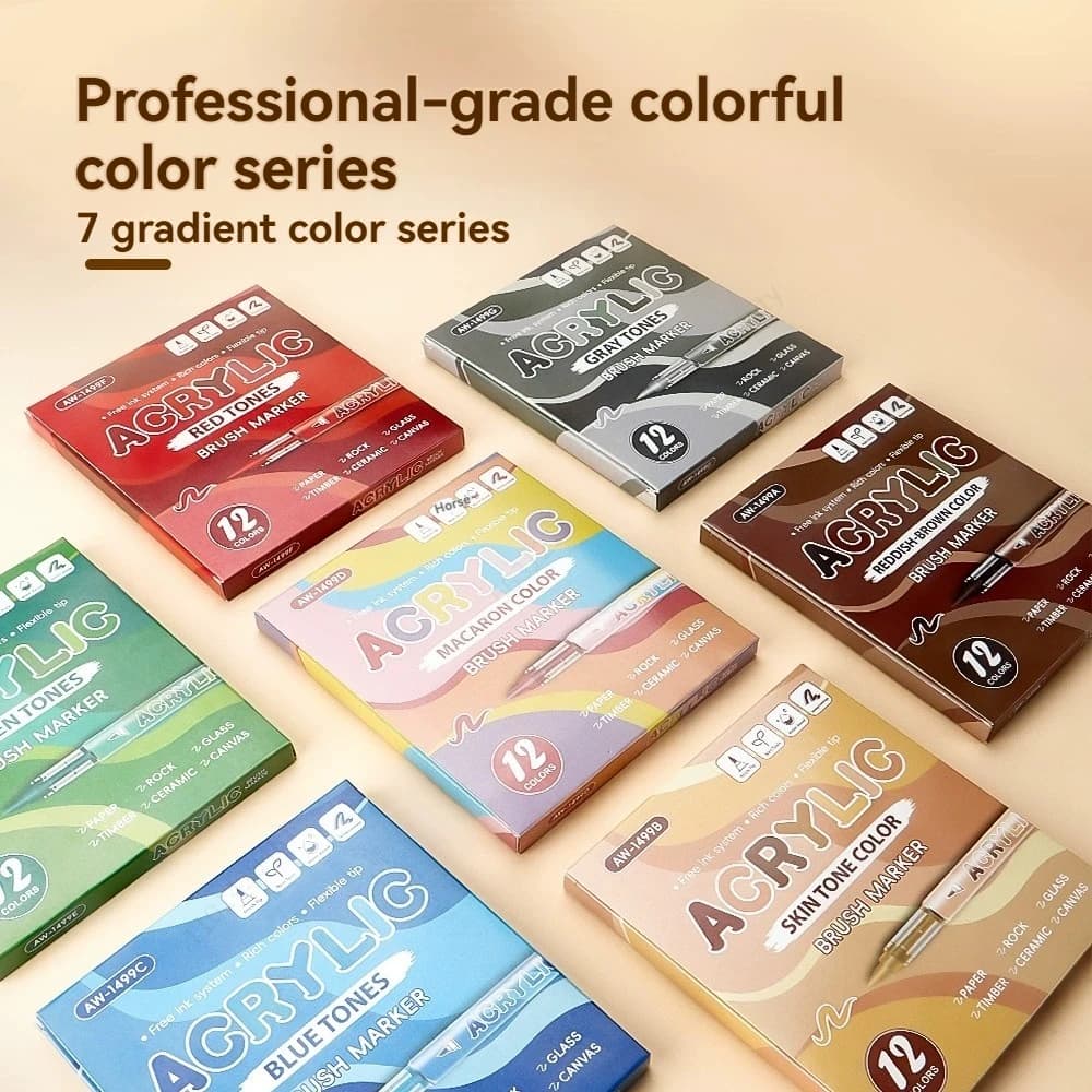 84 Colors Acrylic Paint Markers,1-5MM Brush Tip, With Direct-Liquid Ink System, For Stone, Glass, DIY Crafts Art Supplies