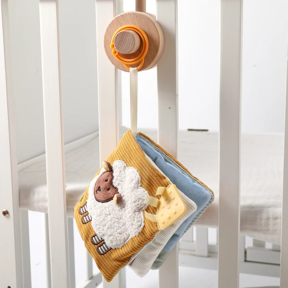 Baby Toys Sheep Soft Touch Book, Baby 3D Cloth Book Sensory Early Learning Stroller Toys Infant 0-12 Months Multifunction Toys
