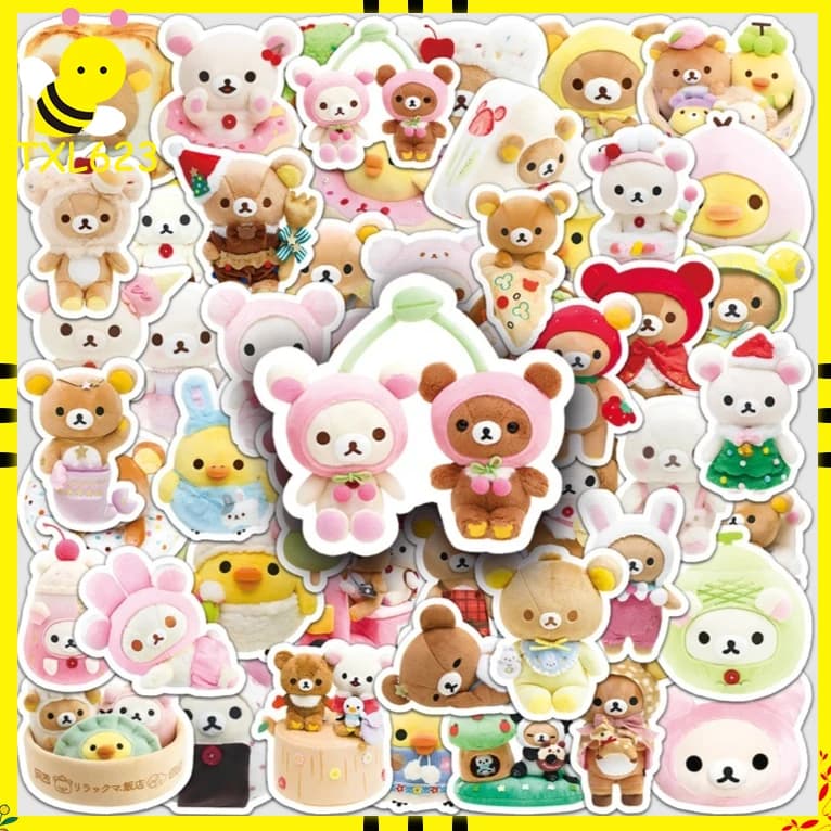 10/54 Pezzi Adesivi Carini Rilakkuma, Orso Rilassato Anime, Forniture Artistiche Fai-da-Te, Decorazioni per Quaderni, Cancelleria, Tazze, Regalo Classico