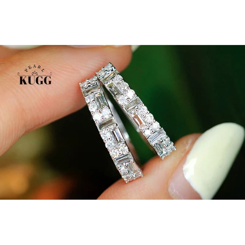 KUGG Orecchini in oro bianco 100% 18 carati Design classico Orecchini a cerchio con vero diamante naturale da 0,76 carati per gioielli da festa alti da donna