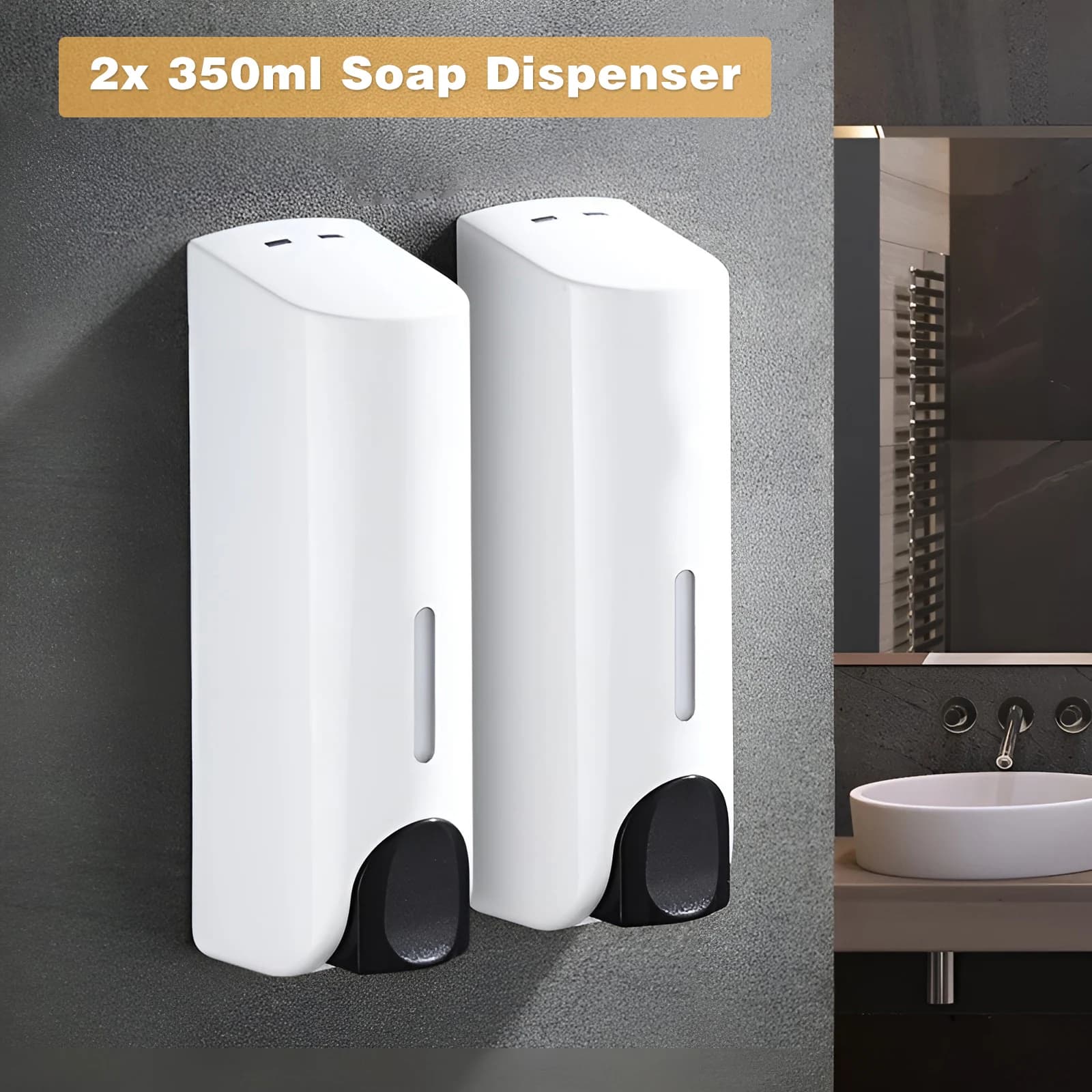 Dispenser di sapone liquido da 2 * 350 ml, dispenser manuale a parete per shampoo, gel doccia, disinfettante per le mani, accessori per il bagno