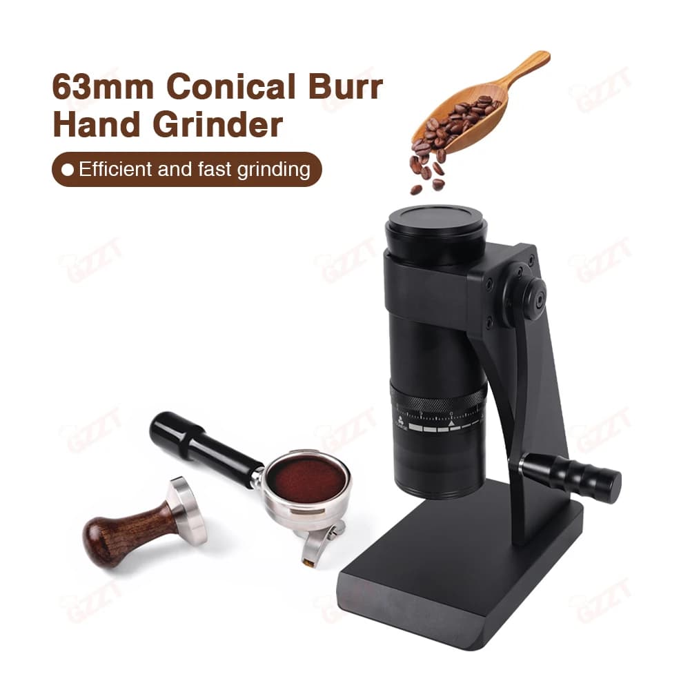 GZZT Z63 Macinacaffè manuale Macinacaffè conico a 8 core da 63 mm SOE Bean Miller Espresso con rettificatrice a manovella