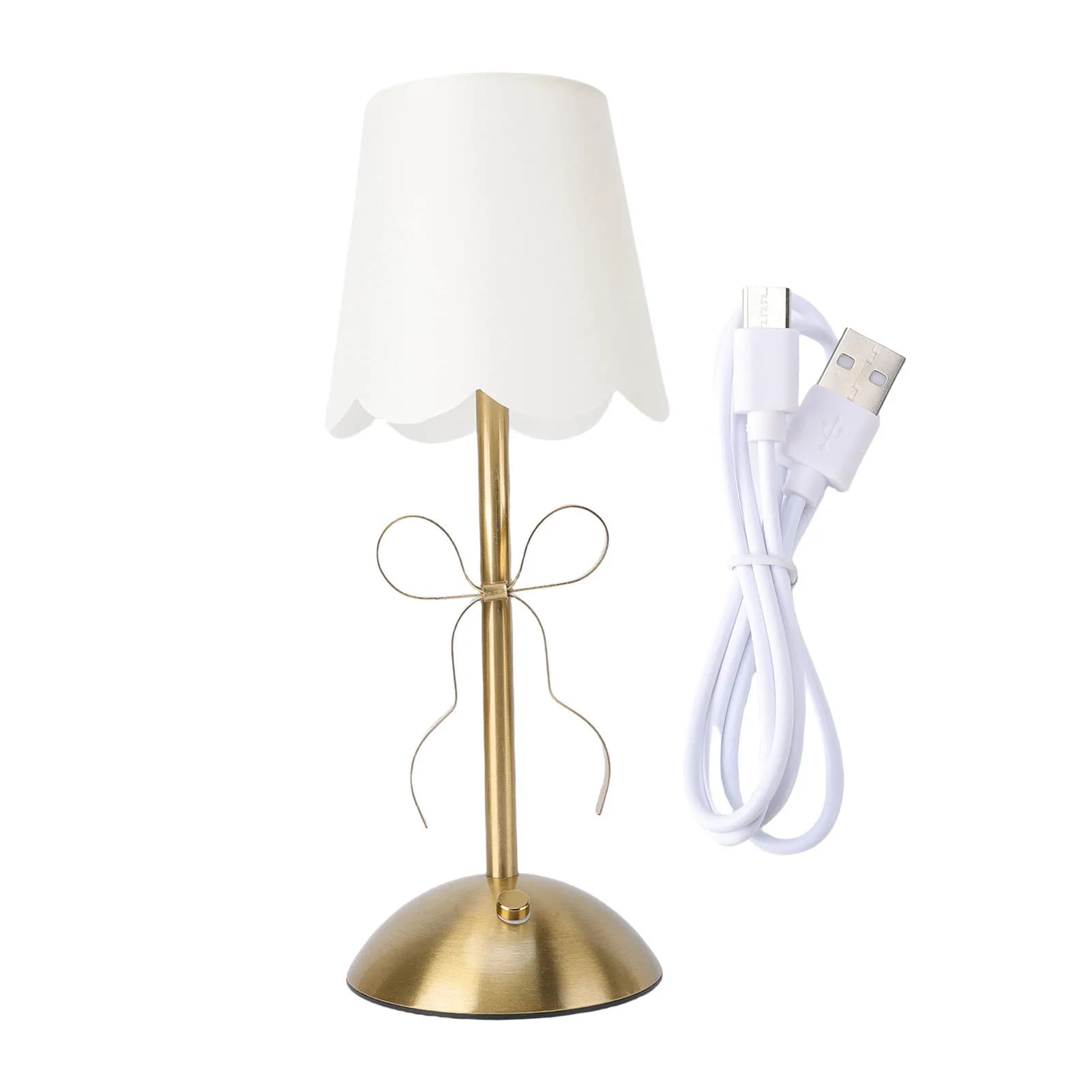 Lampada da tavolo ad arco con paralume in tessuto Lampada da comodino senza fili ricaricabile in metallo decorativo carino per lampada da tavolo ad arco senza fili per camera da letto