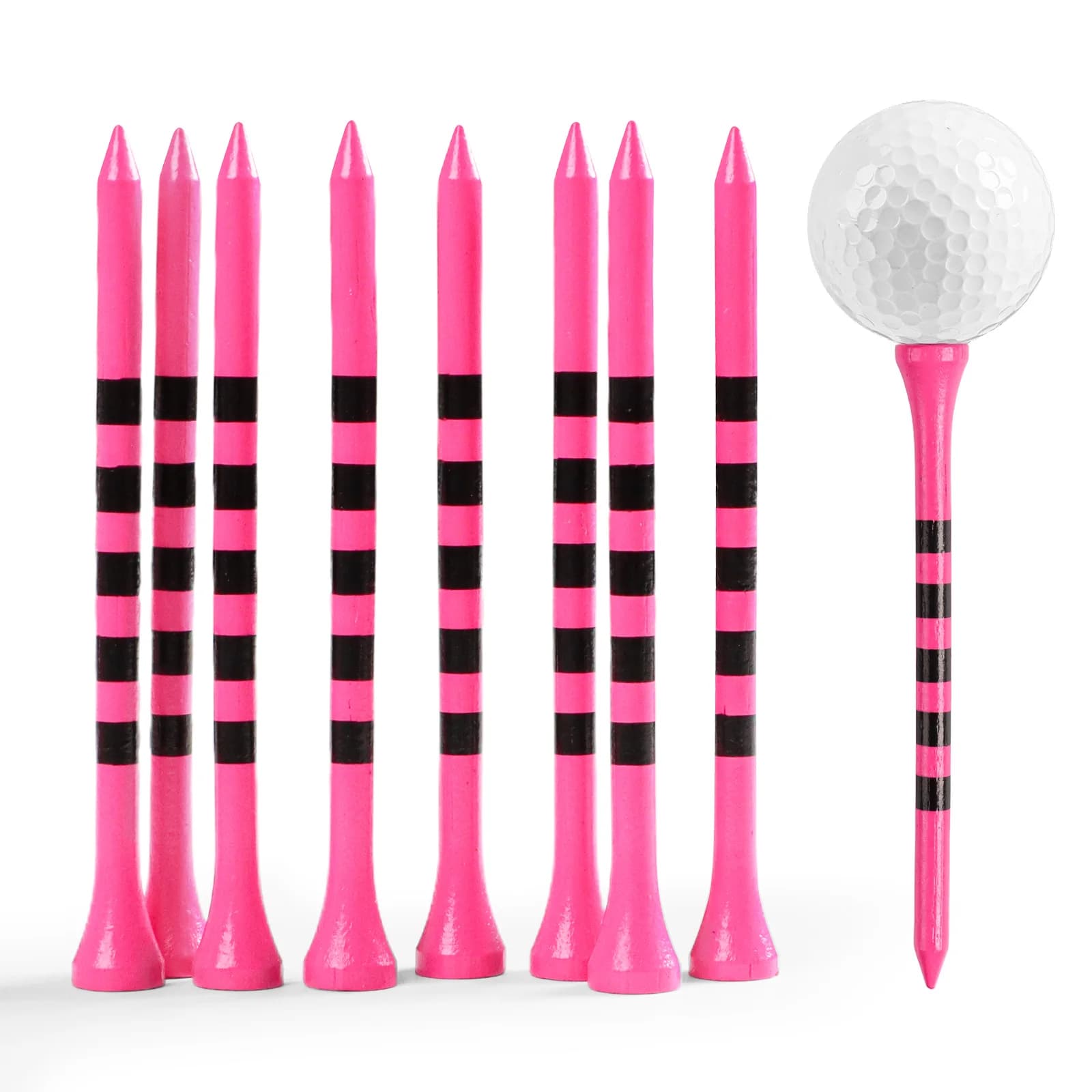 Golf Tees Wood Long 4 Inch Value 30 Pack, Bright Color Tall Bamboo Tees with Striped Design for Consistent Height