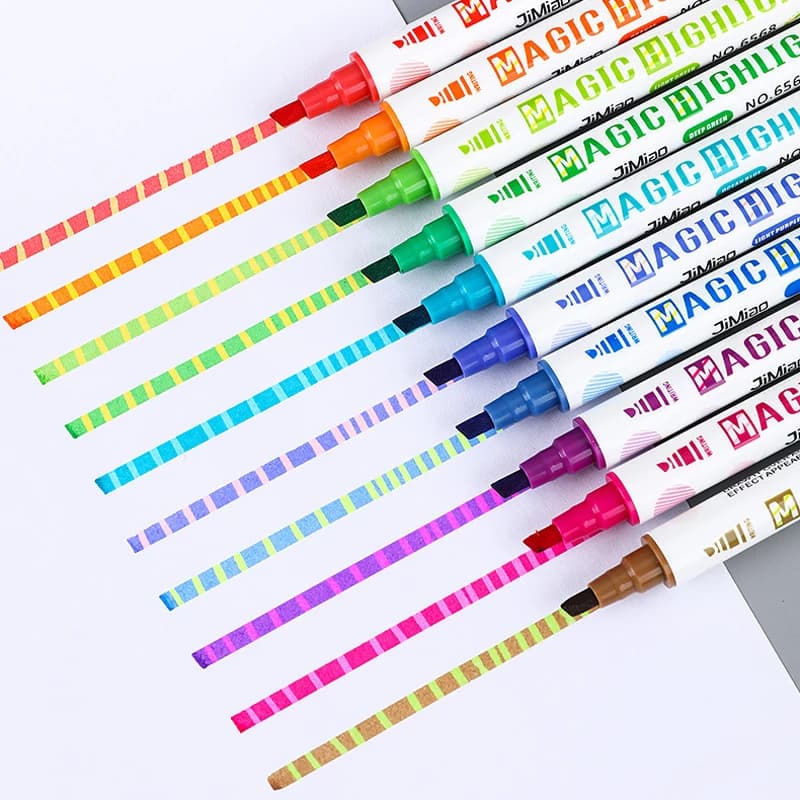 Set di penne da disegno a colori variabili da 10 pezzi, evidenziatori a cambiamento magico scolorito, per materiali artistici scolastici per scrapbooking
