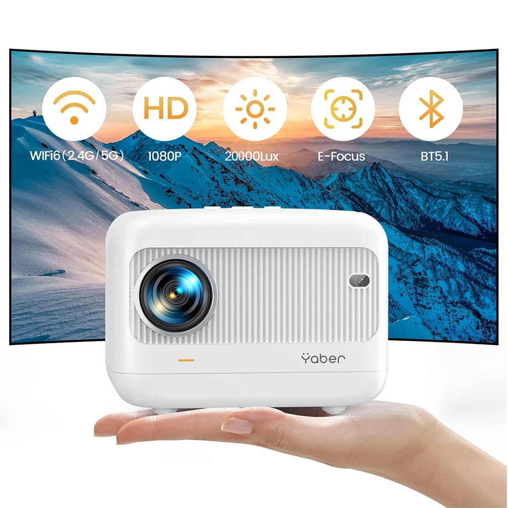 MINI Proiettore WiFi Proiettore Bluetooth Proiettori 720P da 20000 lumen Supporto Video 1080p per Cinema domestico all'aperto Android YABER L1