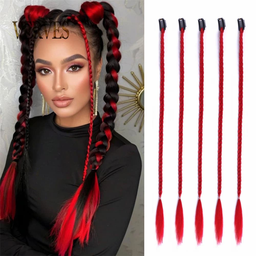 5 Pieces Clips for Tinsel in the Extensions of Hair Clips Synthetic Box Hair Clips for Colorful Pink Red Raibow Hair Festival Hair Clips
