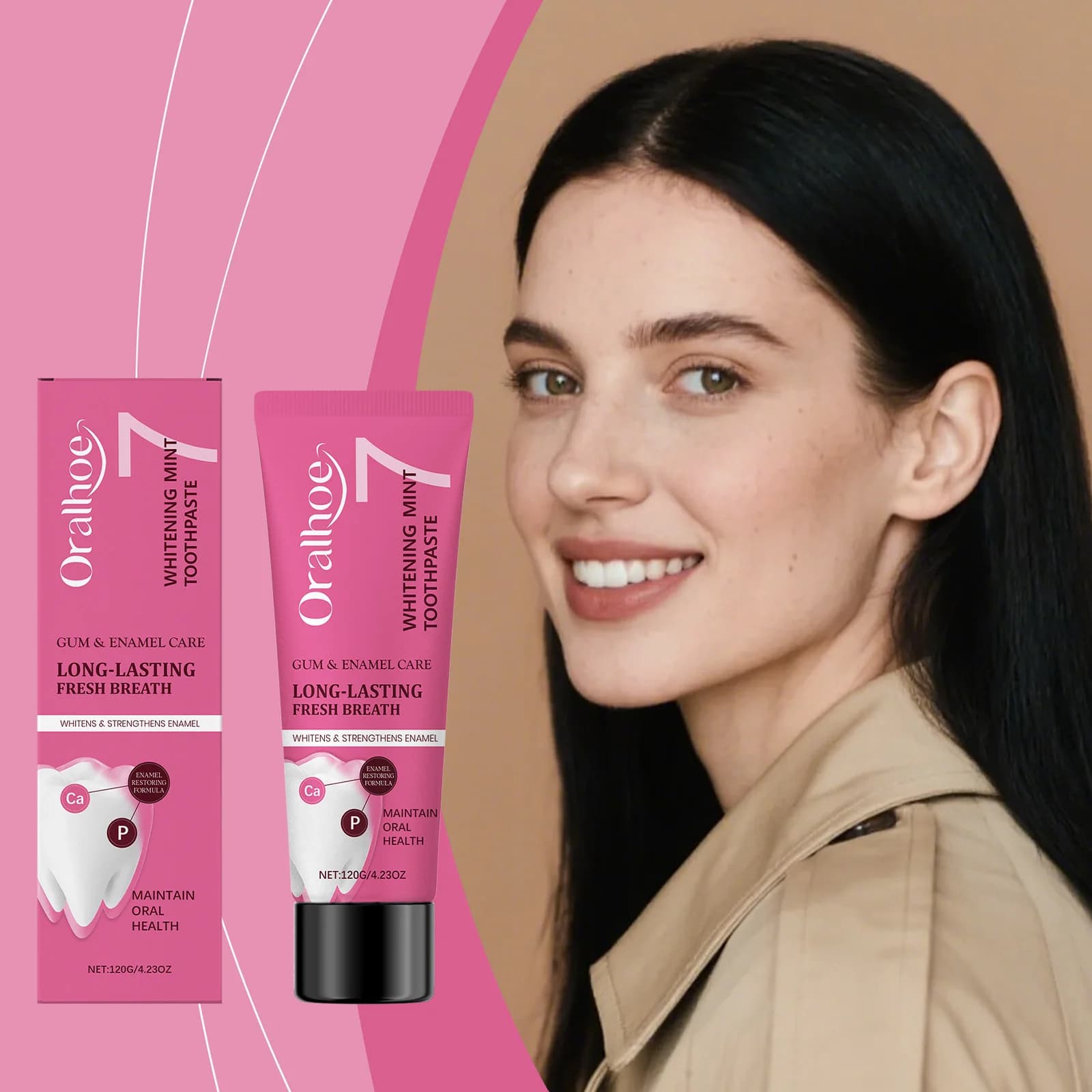 Whitening mint toothpaste Remove yellow teeth Cleaning stains Pumps Oral hygiene Care Fresh food White toothpaste
