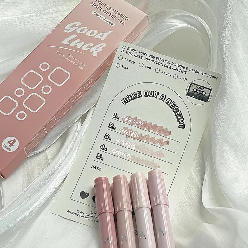 Set di evidenziatori a doppia testa sfumati 4 pezzi Kawaii Ins Pennarello a colori chiave di alto valore Penna manuale per studenti e bambini fai da te