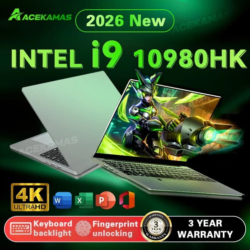 15.6" Ultra Thin Laptop Intel Core i9-10980HK Windows 11 Pro 16GB RAM 1TB 2TB SSD Fingerprint UnLock Portable Gaming PC Notebook