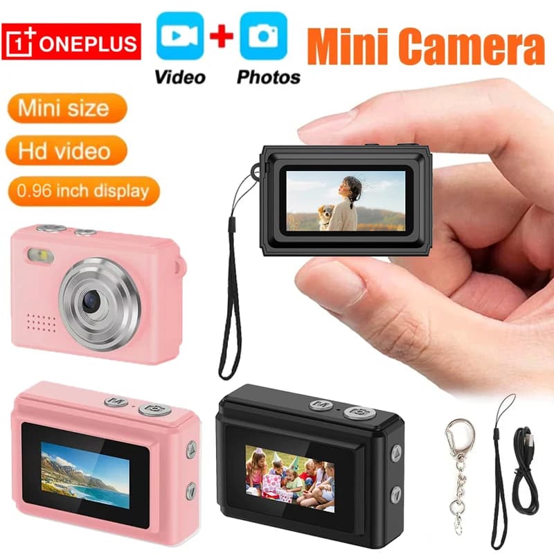 Fotocamera Digitale Mini OnePlus con Schermo, per Interni ed Esterni, Video HD 1080p, Foto 12MP, Videocamera Portatile Retrò per Bambini