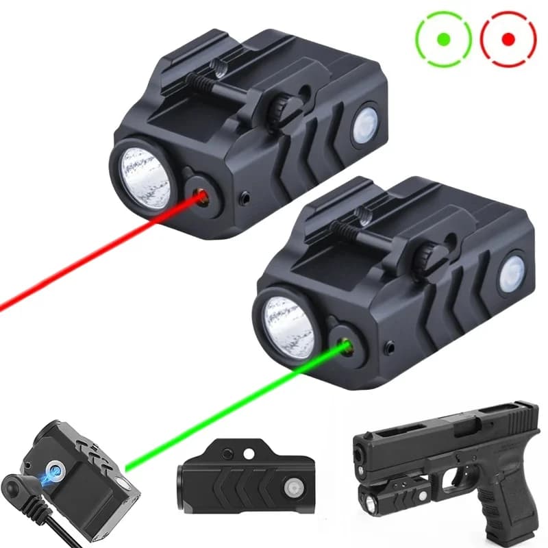 Torcia tattica per pistola da 800 lumen combinata con mirino rosso/verde per caccia all'aperto Torcia a LED adatta per pistola su guida da 30 mm