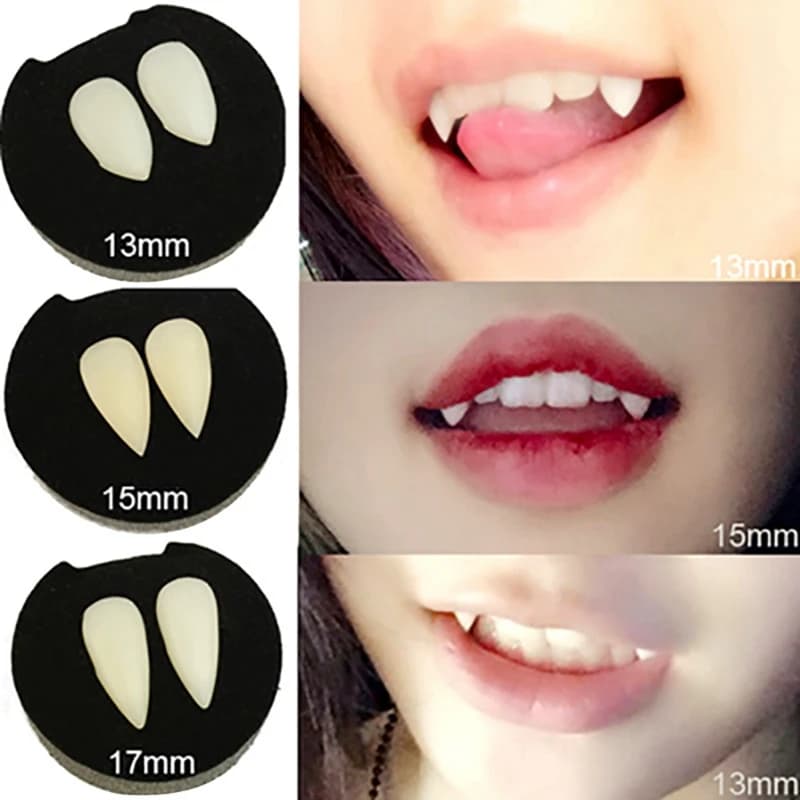 Zanne da vampiro denti per bambini adulti, zanne da vampiro riutilizzabili realistiche accessori Cosplay decorazione di puntelli per feste di Halloween
