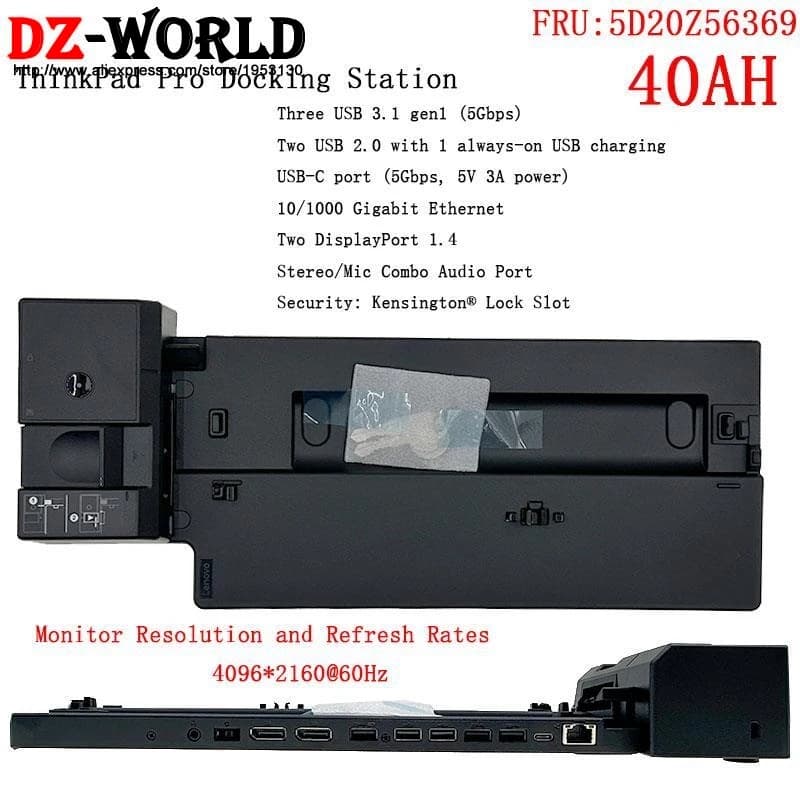 Stazione dock di base 40AH per Lenovo ThinkPad T590 T580 L480 L490 T495 T490 T480 s P43s A485 P52s P53s L13 X390 Yoga X280 Laptop