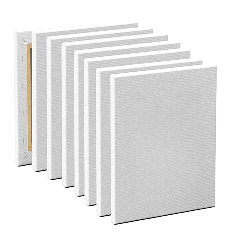 5 pezzi di tela quadrata bianca bianca per artista, tavola di legno, cornice in cotone, tela per artista, per pittura a olio, acquerello acrilico