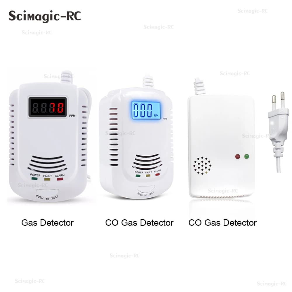 Rilevatore di Gas, rilevatore di monossido di carbonio indipendente, sensore di allarme Gas propano metano, rilevatore di perdite di Gas, sicurezza LCD spina ue