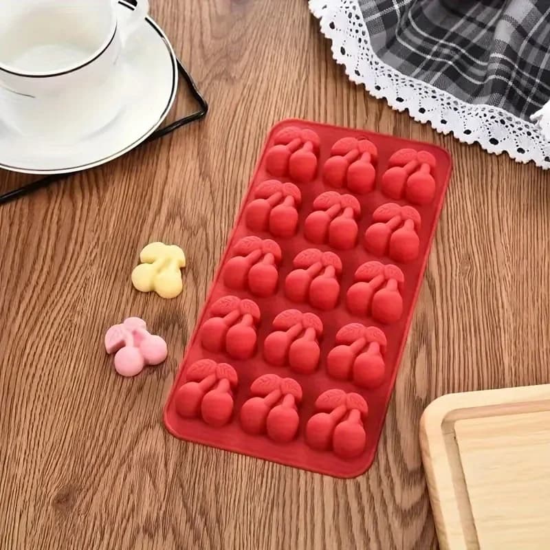 1pc Stampo per ciliegie Stampo per cioccolato in silicone Stampo per torta Stampo per gocciolamento fai-da-te, adatto per marmellata, gelatina, cioccolato, caramelle, ghiaccio, torta, muffin