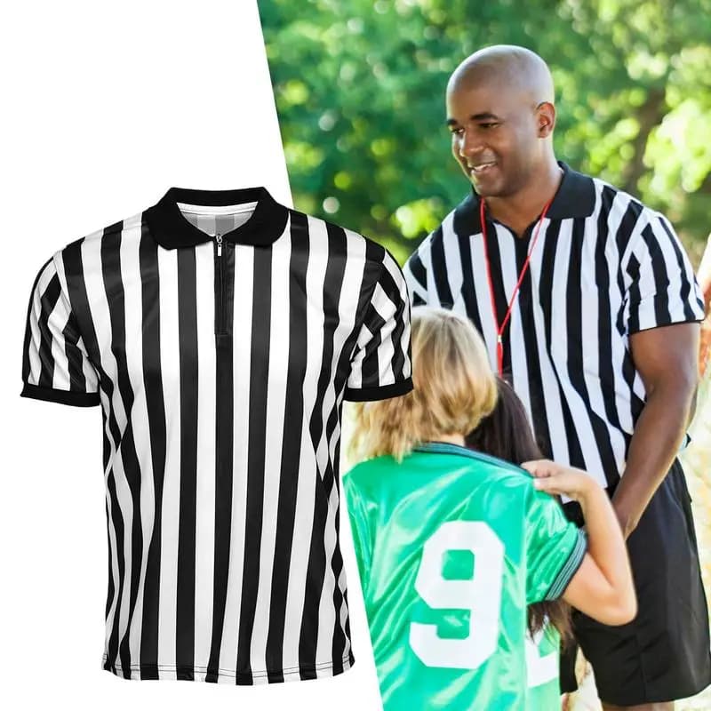 Camicia da arbitro in bianco e nero per uomo e donna, abbigliamento sportivo lavabile in lavatrice, camicia a righe per adulti