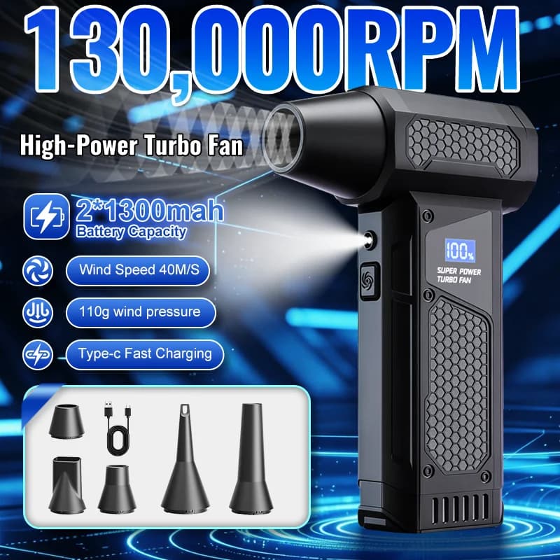 350000RPM Electric Air Fan Powerful Turbo Jet Fan Rechargeable Fan Motor Brushless Auto/PC/House/Outdoor Tool