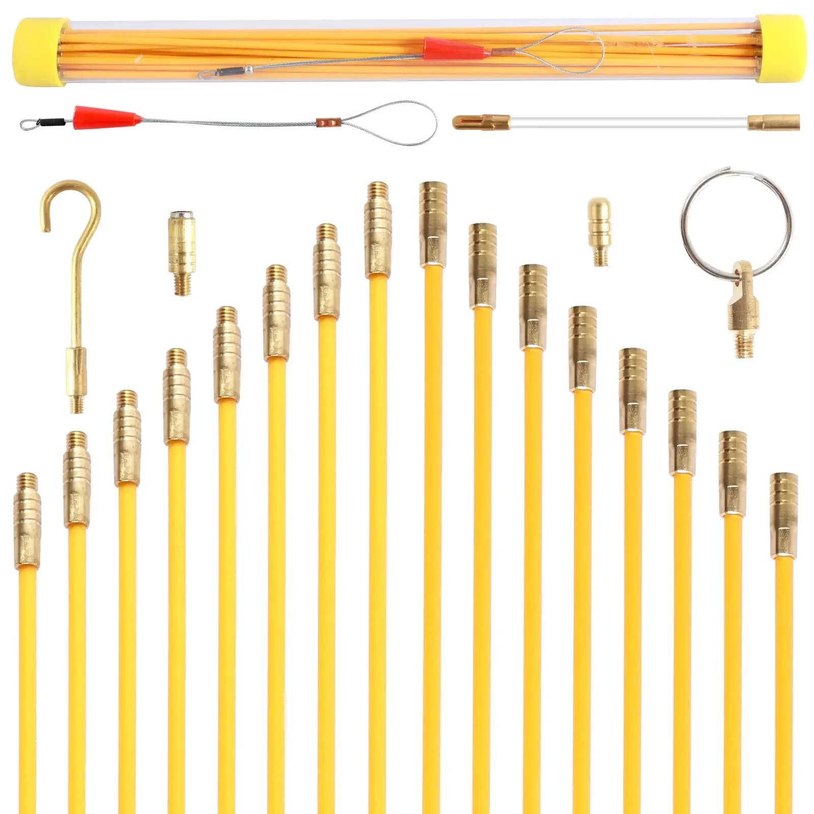 21PCS 43CM Cavo in fibra di vetro Estrattore di spinta Strumenti di servizio Accessori Aste a gancio Cavi elettrici a parete per prese per ventilatore a soffitto