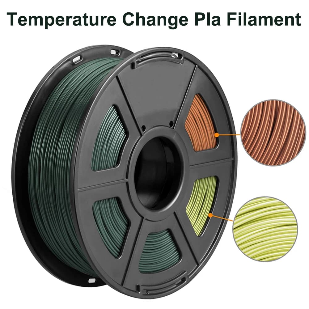 1Kg 500g 250g 3D Printer Filament PLA Tri Color change with temperature Black Yellow Brown Orange Material Printer 1.75mm