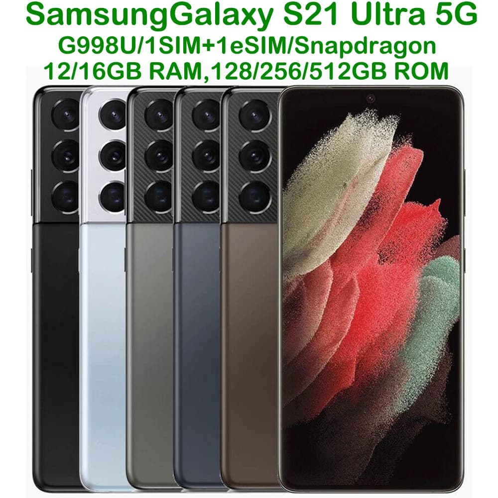 Samsung Galaxy S21 Ultra 5G G998U Usato, Smartphone Android Ricondizionato, Schermo 6.8 Pollici, 5000mAh, 25W, Quattro Fotocamere 108MP