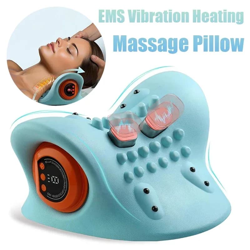 Massaggiatore elettrico per trazione cervicale per collo, vibrazione, impasto, cuscino per massaggio, cuscino ergonomico per la testa, strumento per il relax domestico