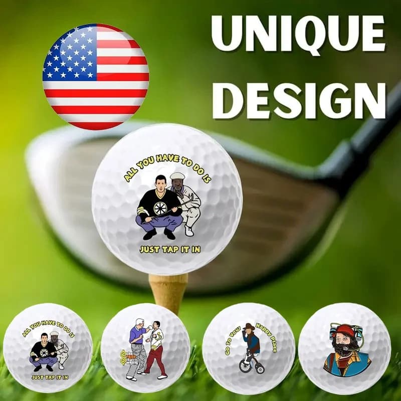 Palline da golf 4 pezzi ad alta elasticità per lunghe distanze con design divertenti e unici, accessori sportivi da golf di alta qualità per allenamento, pratica e partite, e regalo di Natale perfetto per golfisti di tutti i livelli.