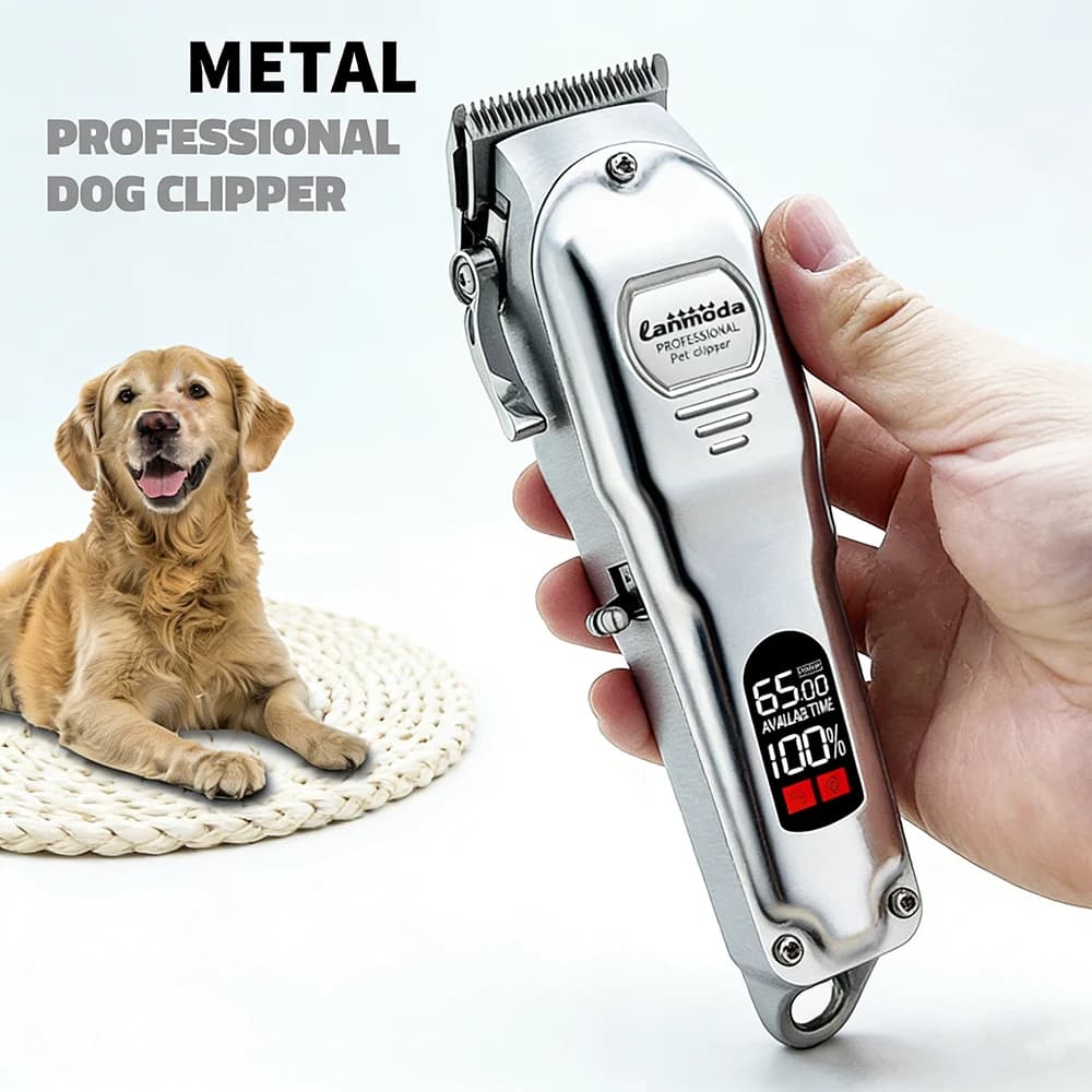 Tagliacapelli professionali per cani per toelettatura Animali domestici in acciaio inossidabile Tagliacapelli spesso Rasoio per animali ricaricabile a basso rumore
