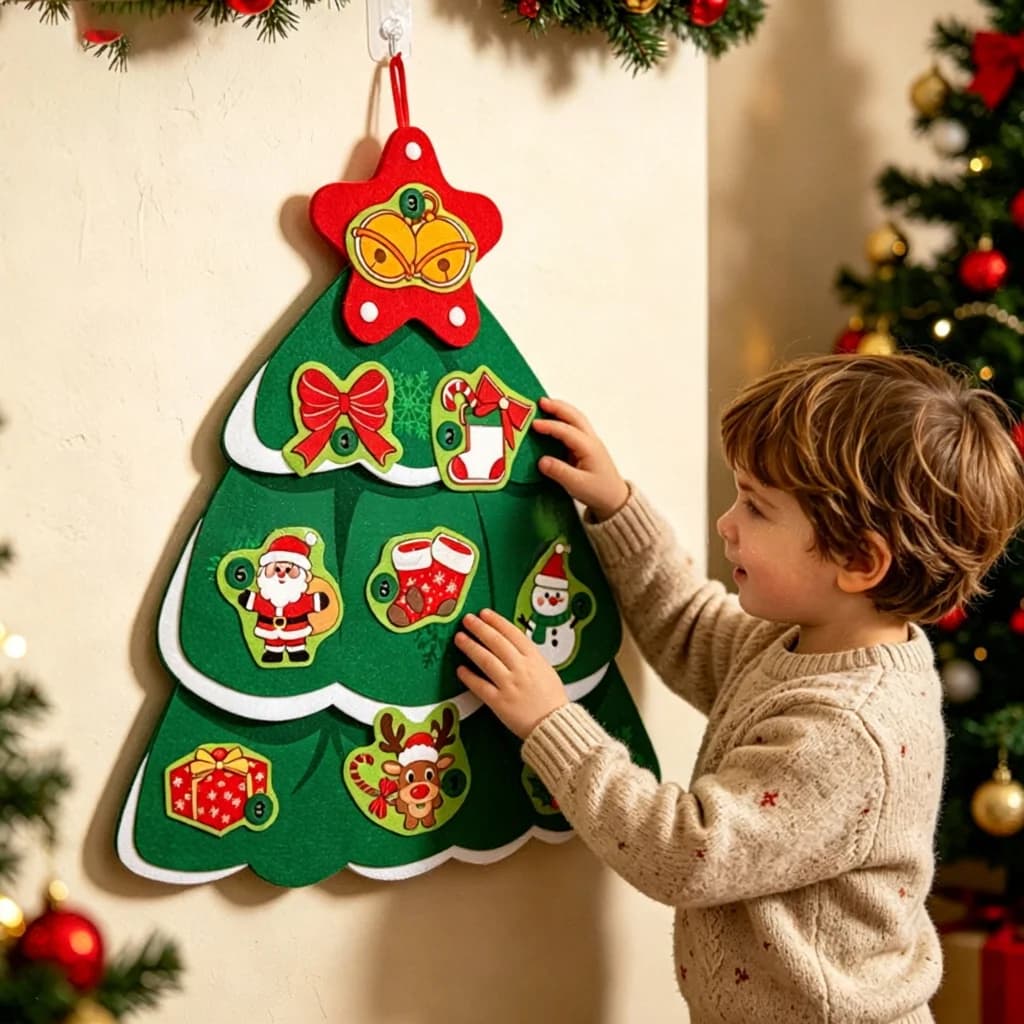 DIY Felt Christmas Tree Christmas Decoration Sticky Ball Dart Board Target Sports Game Toys Kids Educational Toy Christmas Gift