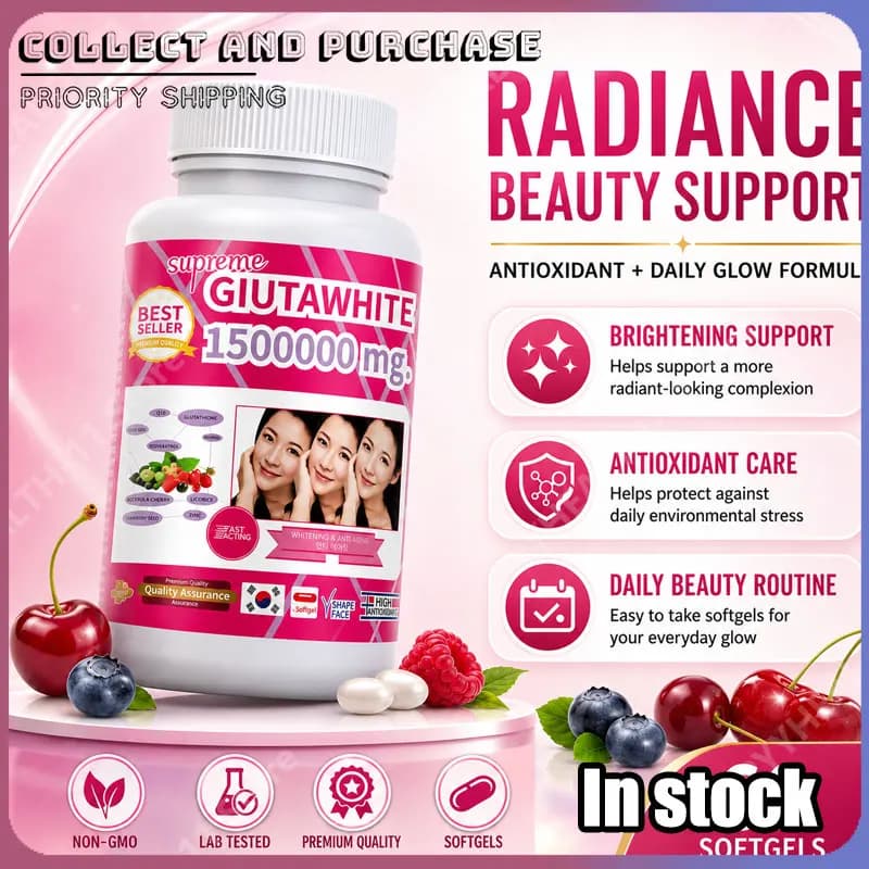 1500000mg Glutathione Capsules with Vitamin C Biotin Zinc Acerola Cherry for Whitening Skin Boost Up Tighten Pore 60 Count