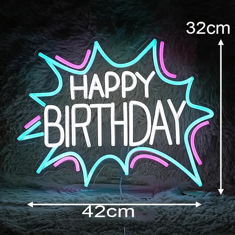 Insegna al neon a colori a led per buon compleanno per decorazioni per feste, decorazioni per la camera, camera da letto, buon compleanno, luci al neon per feste, regalo di compleanno per bambini
