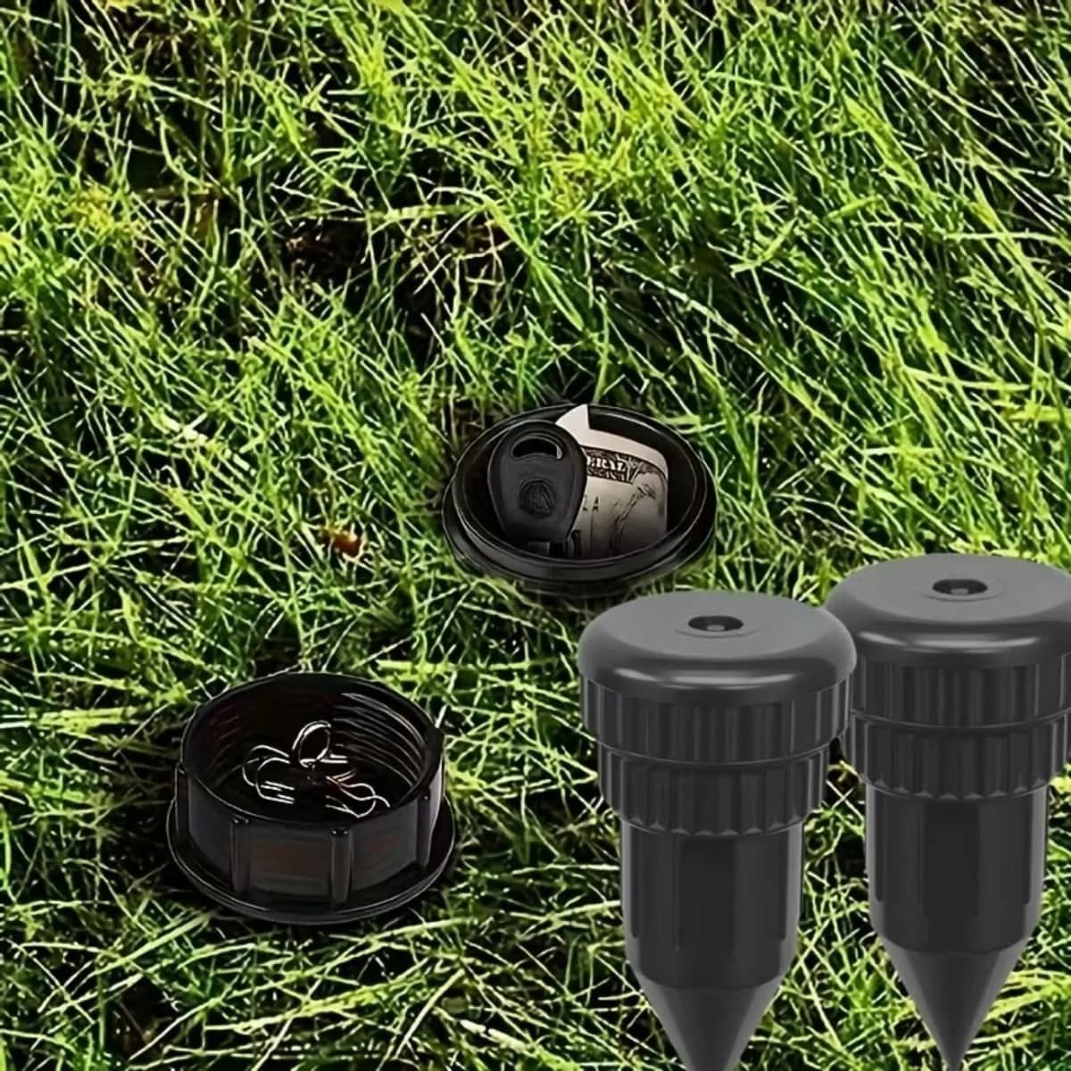 Hide for keys and money in the form of realistic sprinkler for outdoor garden, easy to slip into the ground