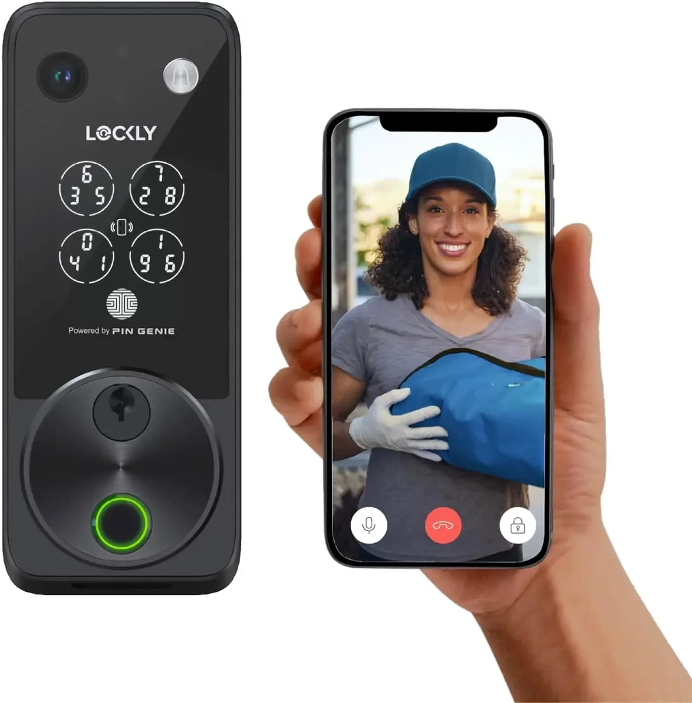 Serratura Intelligente con Videocitofono, Impronta Digitale, Accesso Senza Chiave, Apple Home Key, Wi-Fi, Deadbolt per Porta Anteriore, Tastiera Pin Genie, Controllo Remoto tramite App