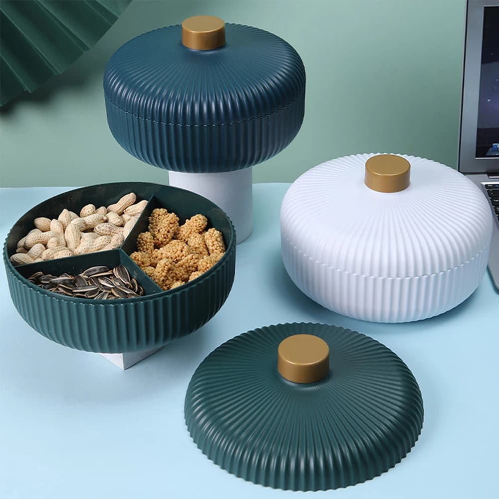 Piatto per alimenti Vassoio per alimenti con coperchio Vassoio per piatti da portata con 4 scomparti per snack, frutta secca, caramelle, noci