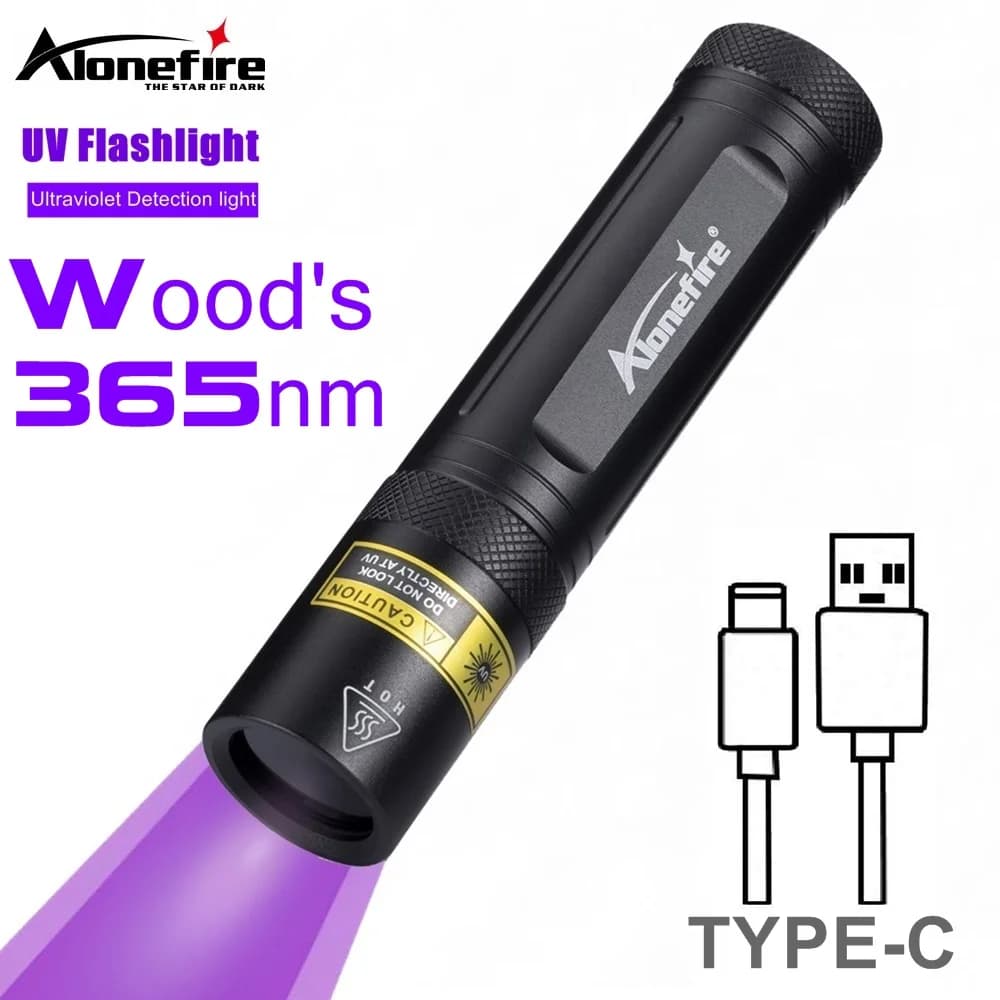Alonefire SV77 10W 365nm Torcia UV Ultravioletta Luce nera Rilevatore di muschio per animali domestici per macchie di cani e gatti Letto Bug Cibo modelloso