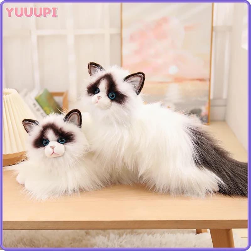 Simpatico Simulazione Ragdoll Gatto Peluche Morbido Farcito Gattino Animali Realisti Decorazioni Per La Casa Accompagnare Il Sonno Giocattolo per I Bambini Regali Di Compleanno