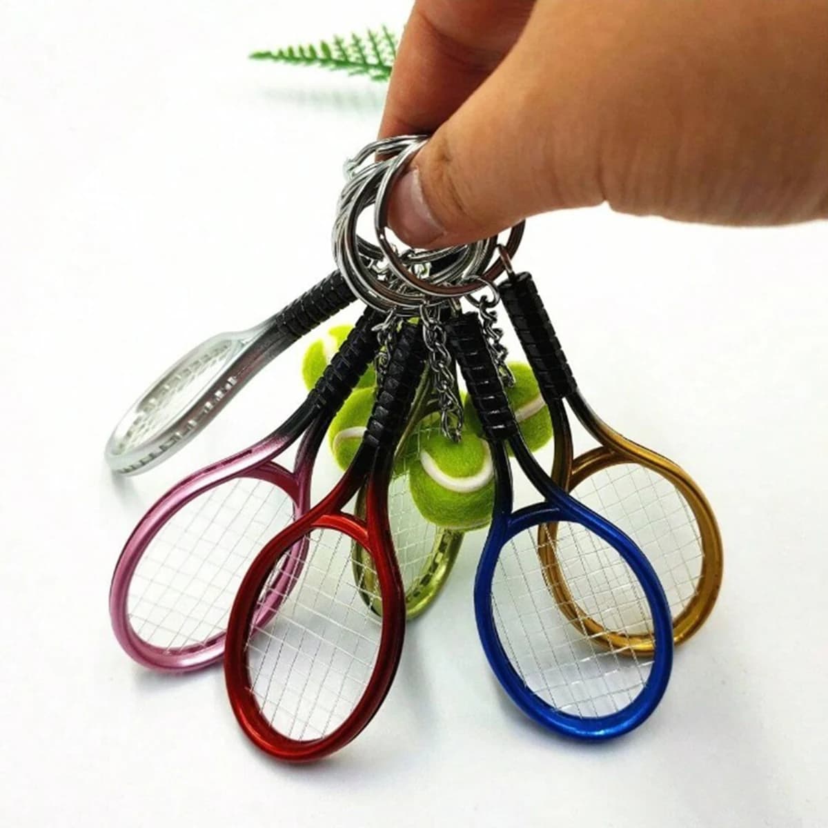 Mini Tennis Racket Pendant Keychain Cute Sport Keyring Key Chain Ring Finder Holer Accessories Gifts for Teenager Fan