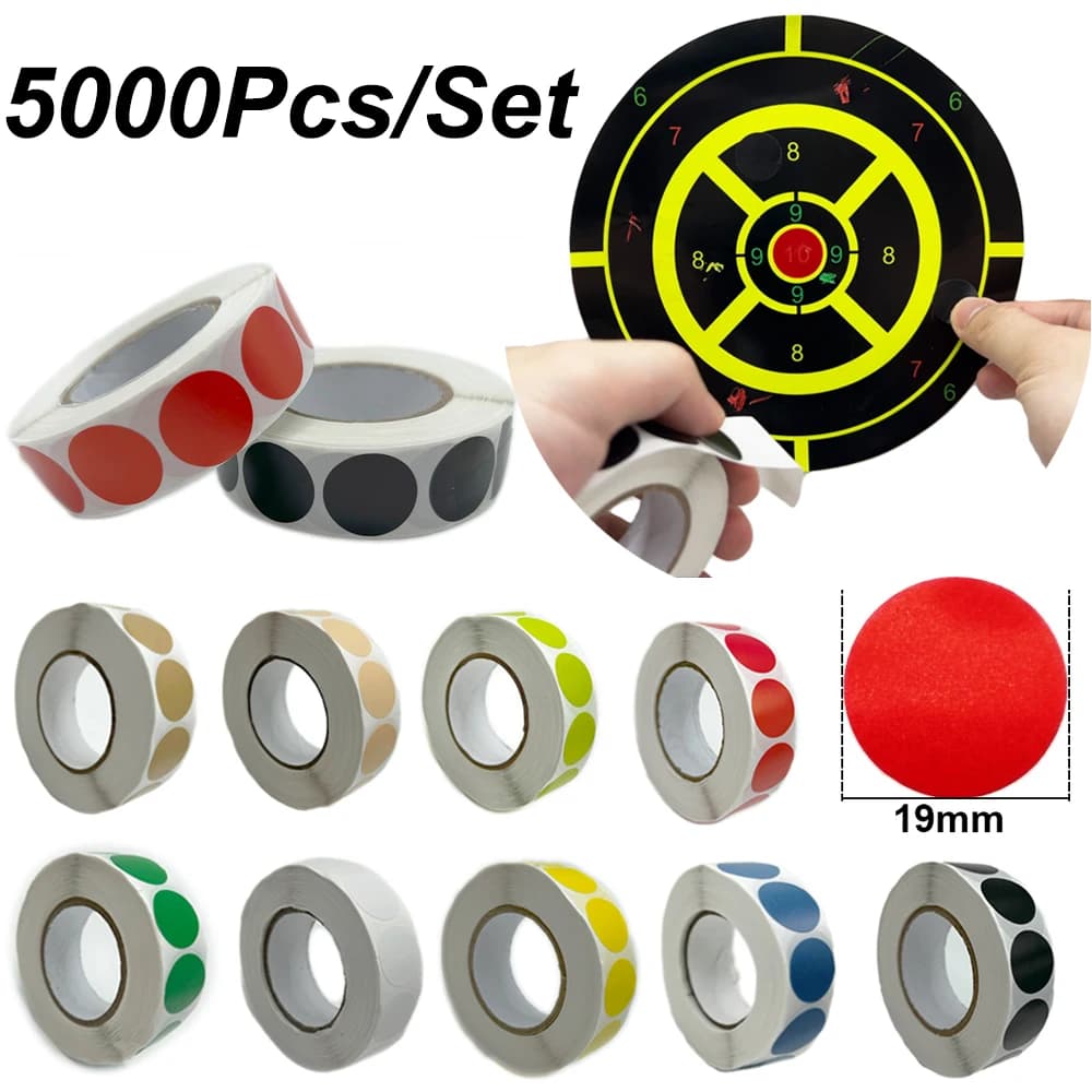 5000/Pcs Self-adhesive Target Pasters 19MM Round Shooting Repair Stickers Suitable For Shooting Archery Training