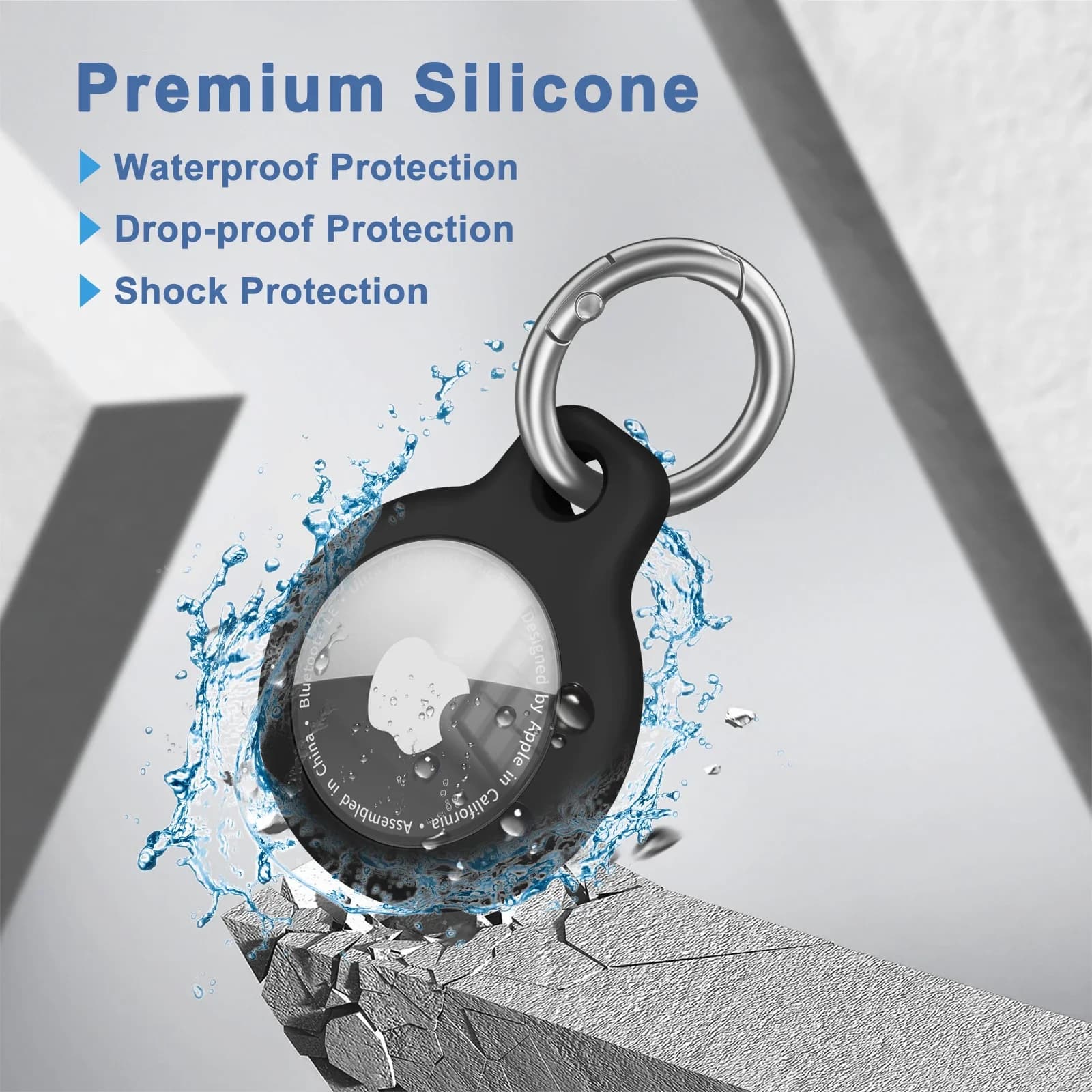 Custodia morbida in silicone impermeabile con portachiavi per Apple Airtags Tracker Holder Guscio protettivo Manicotto antigraffio Collare per cani e gatti