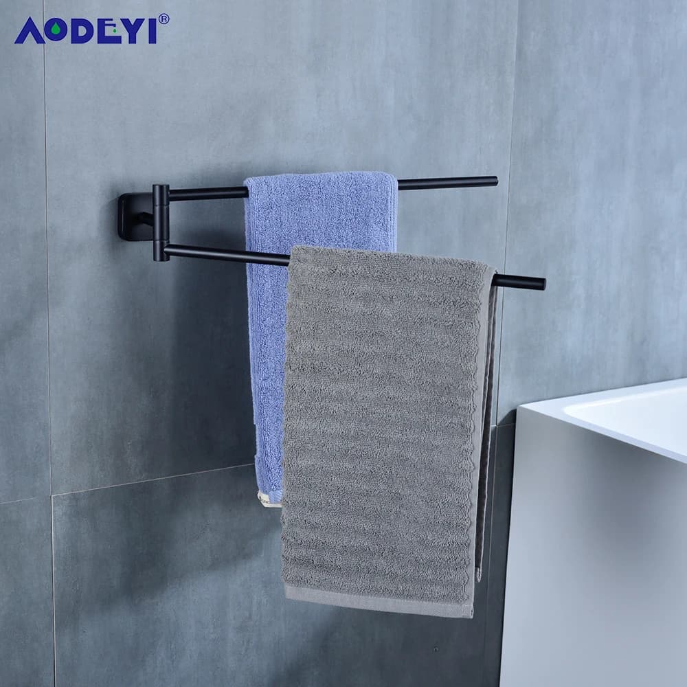 Portasciugamani mobile Appendiabiti Supporto girevole Barra da parete Mensola da bagno in acciaio inossidabile Portaoggetti da cucina Nero/Metallo/Spazzolato/Cromo