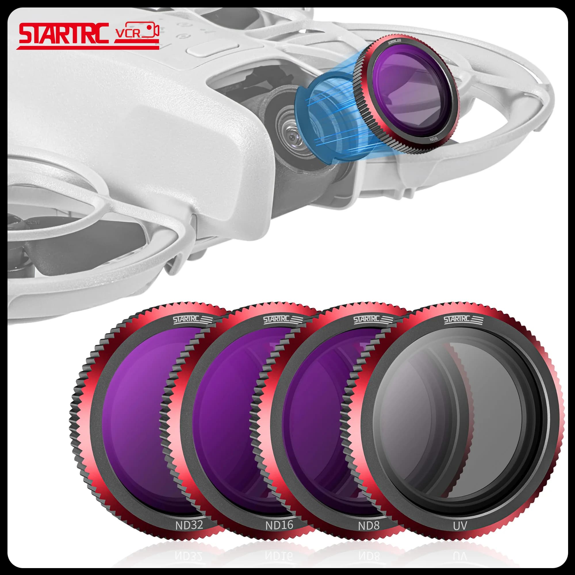 Set di Filtri Magnetici ND e UV, 4 Pezzi ND8 ND16 ND32 Filtri UV Compatibili con Accessori per Drone DJI Neo, Filtro ND per Obiettivo Fotocamera