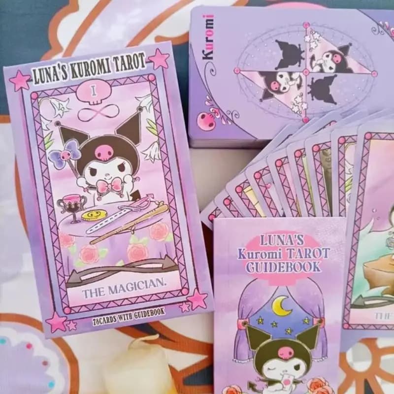 Carte dei Tarocchi Sanrio Kuromi My Melody, Carte da Gioco Anime Carine, Carte Solitario, La Libreria Segreta della Natura per Bambini