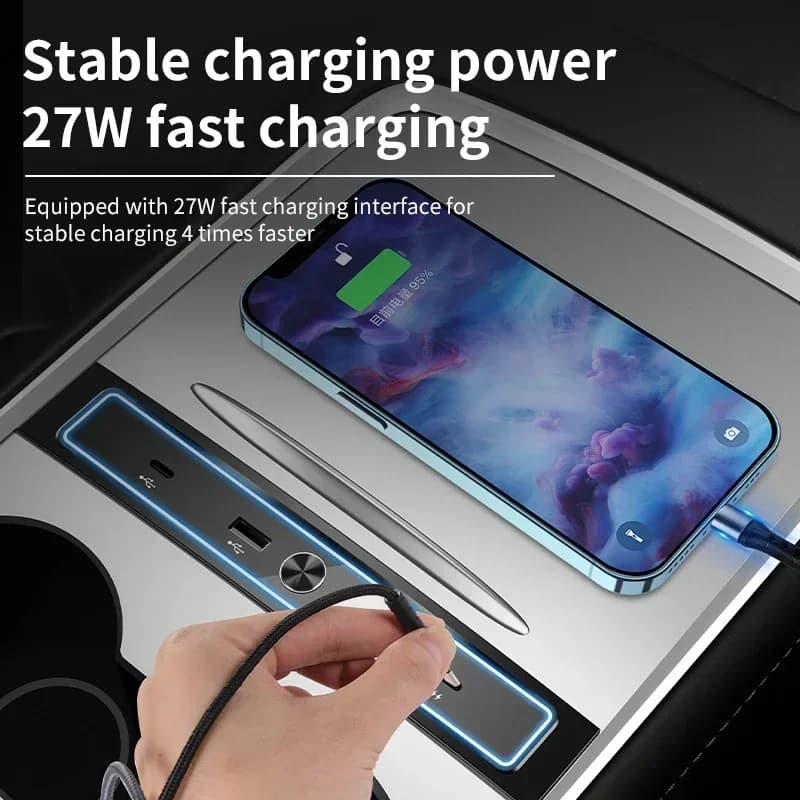 For Tesla Model 3 Y Extension Converter docking station USB Smart USB Adapter for Central Console Quick Charger Car Accessories