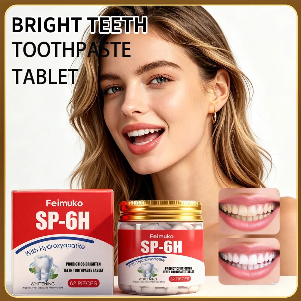 Feimuko 62 Compresse Probiotiche per Denti Più Luminosi, Riducono le Macchie, Puliscono Delicatamente, Portatili, per Alito Fresco e Cura delle Gengive