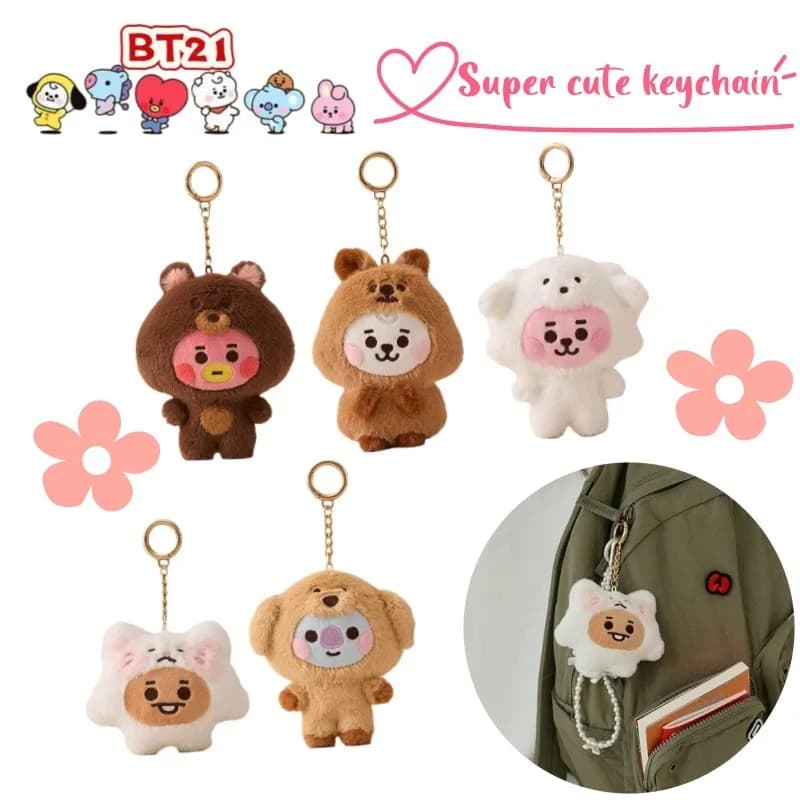 Nuovo BT21 shooky personalità creativa peluche portachiavi bambola alto valore di colore cartone animato carino studente zainetto bambola decorazione pendente