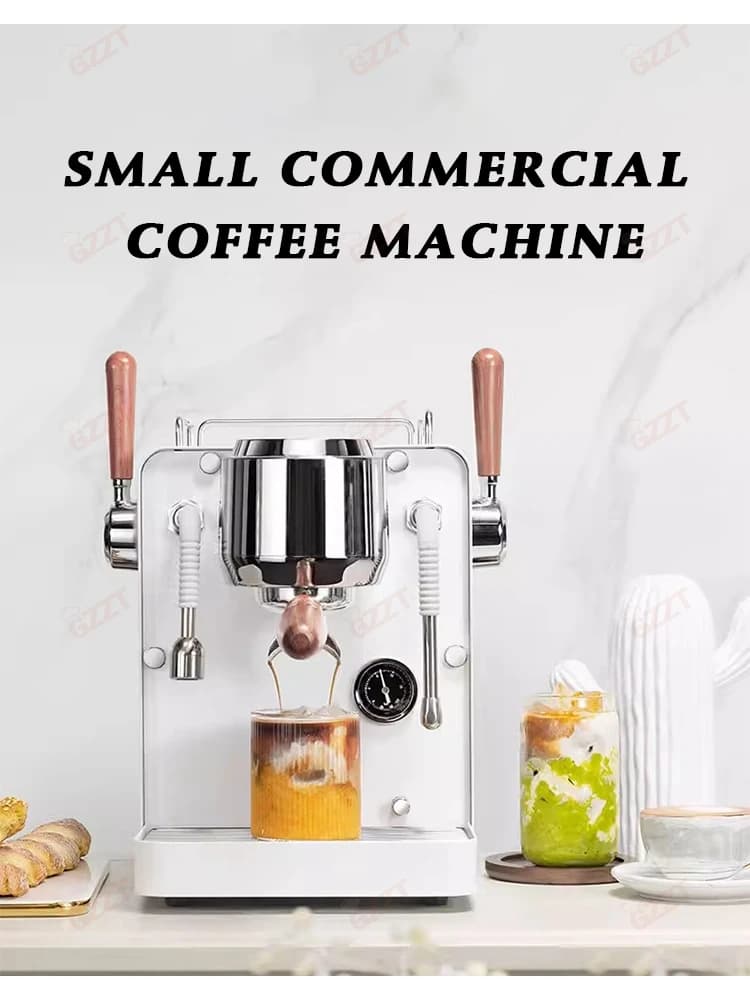 GZZT Mini commercial coffee machine semi-automatic espresso machine 2 pumps 2 coffee boiler extract and milk foam at the same time