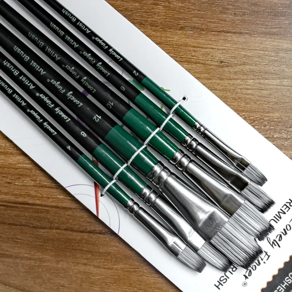 6PCS Flat Brushes Set, Professional Nylon Paint Brushes, Artist Brush for Watercolor, Acrylic, and Oil Painting