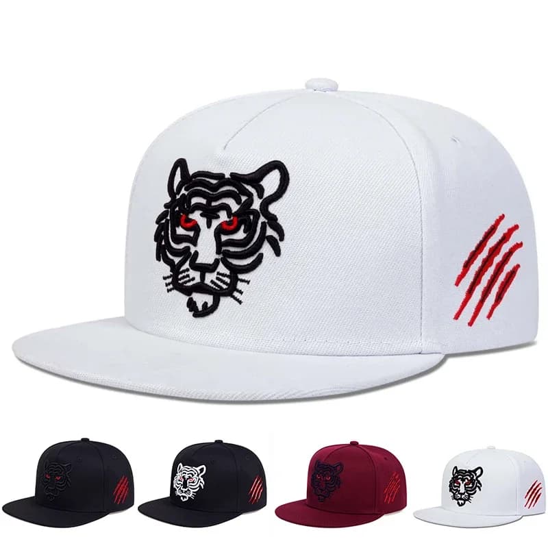 Hip-hop Unisex Hats with Tiger Embroidery, Adjustable Baseball Caps Spring-Autumn, Sun Protective Hat for Foreigners